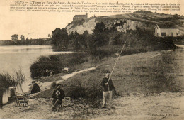 - St MARTIN Du TERTRE (89) - Les Pêcheurs à La Ligne Et L'Eglise  (texte Sur Jeanne D'Arc) -22408- - Saint Martin Du Tertre