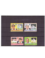 St Kitts And Nevis (Nevis) 1984 > Leaders Of World Cricket > Full Set Of 4 MNH Se-tenant Pairs - Cricket