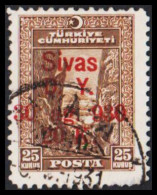 1929. TÜRKIYE. Sivas  D. Y.  30 Ag. 930 Overprint On 25 K. (Michel 928) - JF539394 - Gebraucht