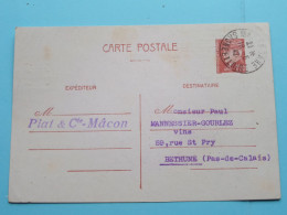 Piat & Cie MACON France Anno 1942 ( Voir Scans ) ORDRE / Fact. à Mannessier Bethune ! - Händler