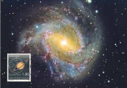 527  Astronomie: Carte Maximum Liechtenstein, 2004 - Astronomy Spiral Galaxy Saturne Planète Galaxie Spirales - Astronomie
