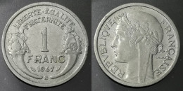 Monnaie France - 1947 B - 1 Franc Morlon Aluminium, Légère - 1 Franc