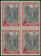 Congo Belge - 226 - Essai - Bloc De 4 - Croix - Proof - Surcharge Rouge - Red Overprint - 1941 - MNH (Avec Certificat) - Ungebraucht
