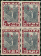 Congo Belge - 226 - Essai - Bloc De 4 - Barre - Proof - Surcharge Rouge - Red Overprint - 1941 - MNH (Avec Certificat) - Ungebraucht