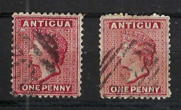 ANTIGUA Ca.1884-88: 2x Le Y&T 13 Obl., 2 Nuances - 1858-1960 Colonie Britannique