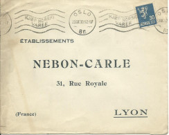 NORVEGE LETTRE 30ore OSLO POUR LYON  DE 1930   LETTRE COVER - Covers & Documents