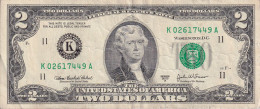 BILLETE DE ESTADOS UNIDOS DE 2 DOLLARS DEL AÑO 2003 LETRA K - DALLAS  (BANK NOTE) - Bilglietti Della Riserva Federale (1928-...)