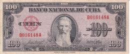 BILLETE DE CUBA DE 100 PESOS DEL AÑO 1954 DE AGUILERA  (BANKNOTE) - Cuba