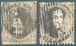 N°6-14 - Médaillons 10 Centimes Brun, Dont 1 Ex. Non Dentelé Très Bien Margé; Le Second, Dentelé Et Très Beau Centrage, - 1849-1865 Medaglioni (Varie)