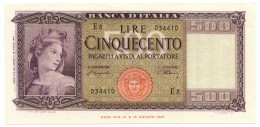 500 LIRE ITALIA ORNATA DI SPIGHE MEDUSA 20/03/1947 QFDS - Altri & Non Classificati