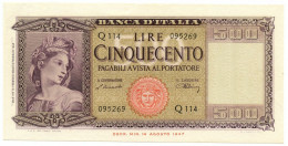 500 LIRE ITALIA ORNATA DI SPIGHE MEDUSA 10/02/1948 SUP+ - Other & Unclassified