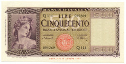 500 LIRE ITALIA ORNATA DI SPIGHE MEDUSA 10/02/1948 SUP+ - Otros & Sin Clasificación