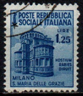 1944 Repubblica Sociale: Monumenti Distrutti - 2ª Emis. Lire 1,25 - Usados