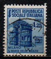 1944 Repubblica Sociale: Monumenti Distrutti - 2ª Emis. Lire 1,25 - Afgestempeld