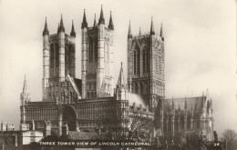 Three Tower View Of Lincoln Cathedral, Lincoln, England  Real Photograph - Lincoln