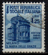 1944 Repubblica Sociale: Monumenti Distrutti - 2ª Emis. Lire 1,25 - Used