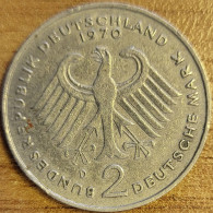 ALLEMAGNE 2 Mark 1970 D MUNICH Theodor Heuss KM#A127 TTB - 2 Marcos