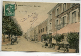 42 ANDREZIEUX BOUTHEON Charette Cheval  HOTEL Du Cente La Place Bel Aspect Toilé Couleur 1909 Timb   D10 2021 - Andrézieux-Bouthéon