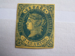 ROYAUME // ESPAGNE  --1862   2c Bleu Sur Jaune -  - Trace Charnière  Cote 45  Euro - Neufs