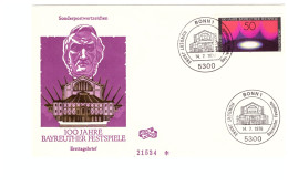 FDC BONN 14 JUILLET 1976 100 JAHRE BAYREUTHER FESTSPIELE - Sonstige & Ohne Zuordnung