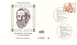 FDC BONN 16 FEVRIER 1978 MARTIN BUBER - Andere & Zonder Classificatie