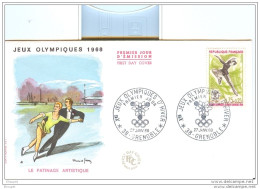 JO GRENOBLE FDC 27/01/68 PATINAGE ARTISTIQUE - Hiver 1968: Grenoble