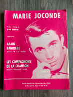 MARIE JOCODE ALAIN BARRIERE Les Compagnons De La Chanson  Partition Et Parole 1963  EO - Otros & Sin Clasificación