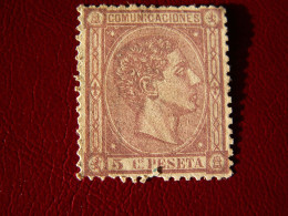 ROYAUME // ESPAGNE  --1875   Alphonse Xii - 5 C  Lilas - Chiffres Au Verso -  Cote 80  Euro -  Petit Trou Bord Inf. - Unused Stamps