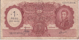 BILLETE DE ARGENTINA DE 100 PESOS RESELLADO 1 PESO LEY 18188 (BANKNOTE) - Argentine