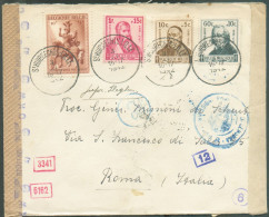 N°583-593-596/597 - Affr. SAVANTS Obl. Sc St-HUIBRECHTS-LILLE Sur Lettre (Missiewerken) Du 3-XI-42 Vers Rome + 2 Bandes - WW II (Covers & Documents)