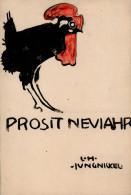 Wiener Werkstätte Künstler JUNGNICKEL Handgemalte Ansichtskarte Prosit Neujahr Gesendet An Maler Schreyrer In Wien I-II  - Wiener Werkstätten