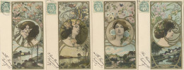 Jugendstil Lot Mit 4 Künstlerkarten Frauen I-II Art Nouveau Femmes - Other & Unclassified
