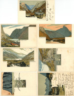 Jugendstil NORWEGEN Serie Von 7 Ansichtskarten John Griegs Kunstanstalt, Bergen In Unterschiedlicher Erhaltung Art Nouve - Other & Unclassified