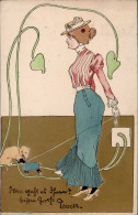 Jugendstil Hund Prägekarte I-II Art Nouveau Chien - Otros & Sin Clasificación