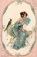 Jugendstil Frau Prägekarte 1903 II (Reisnagelloch) Art Nouveau - Otros & Sin Clasificación