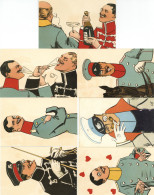 Kunst Lot Mit 7 Künstlerkarten Militär Karikatur I-II - Otros & Sin Clasificación