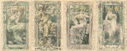 Pinkawa, Anton Lot Mit 4 Künstlerkarten Jugendstil Frauen I-II Art Nouveau Femmes - Sonstige & Ohne Zuordnung