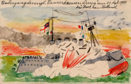 HANDGEMALT - Untergang Des Englischen Panzerkreuzer Dressy 22.9.1914 Vor Holland I-II - Autres & Non Classés