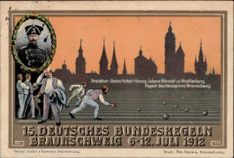 BRAUNSCHWEIG - 15. DEUTSCHES BUNDESKEGELN 1912 Offiz. Festpostkarte I-II - Exhibitions