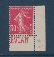 TIMBRE SEMEUSE N° 191 NEUF ** ISSU DE CARNET Avec BANDE PUBS EVIAN - Unused Stamps