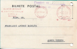 Portugal , 1962 , BANCO BURNAY , Banc ,   Commercial Postcard , Advertising Postmark - Portugal