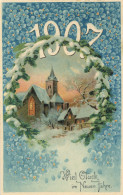 Jahreszahlen Neujahr 1907 Prägekarte I-II Bonne Annee - Altri & Non Classificati