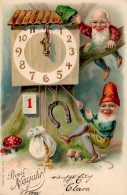 Zwerg Neujahr Prägekarte 1905 I-II (Marke Entfernt) Bonne Annee Lutin - Neujahr