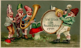 Zwerg Neujahr Prägekarte 1910 I-II Bonne Annee Lutin - Otros & Sin Clasificación