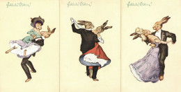 Ostern Lot Mit 3 Ansichtskarten Osterhasen Vermenschlicht I-II Paques - Ostern