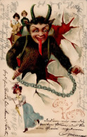 Krampus Prägekarte I-II (kl. Eckbug) - Sonstige & Ohne Zuordnung