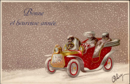 Neujahr Auto Prägekarte I-II Bonne Annee - Anno Nuovo