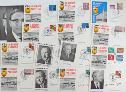 Politik CDU Meist 15. Bundes-Parteitag 1967 Diverse Autogrammkarten U.a. Franz-Joseph Strauß, Adenauer, Kiesinger, Erhar - Ohne Zuordnung