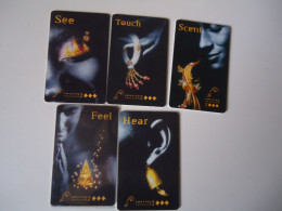 THAILAND 5 CARDS LENSO USED FIVE SENSES SCENT -SEE-HEAR-TOUCH-FEEL - Thaïland