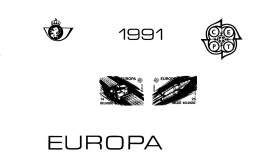 EUROPA CEPT 1991 BELGIO Bf STAMPA IN NERO BLACK PRINT MNH** - 1991